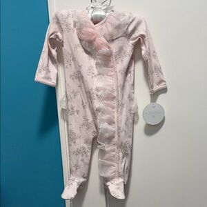 Edgehill Collection Pink Floral Kids Footie with Matching Swaddle Blanket